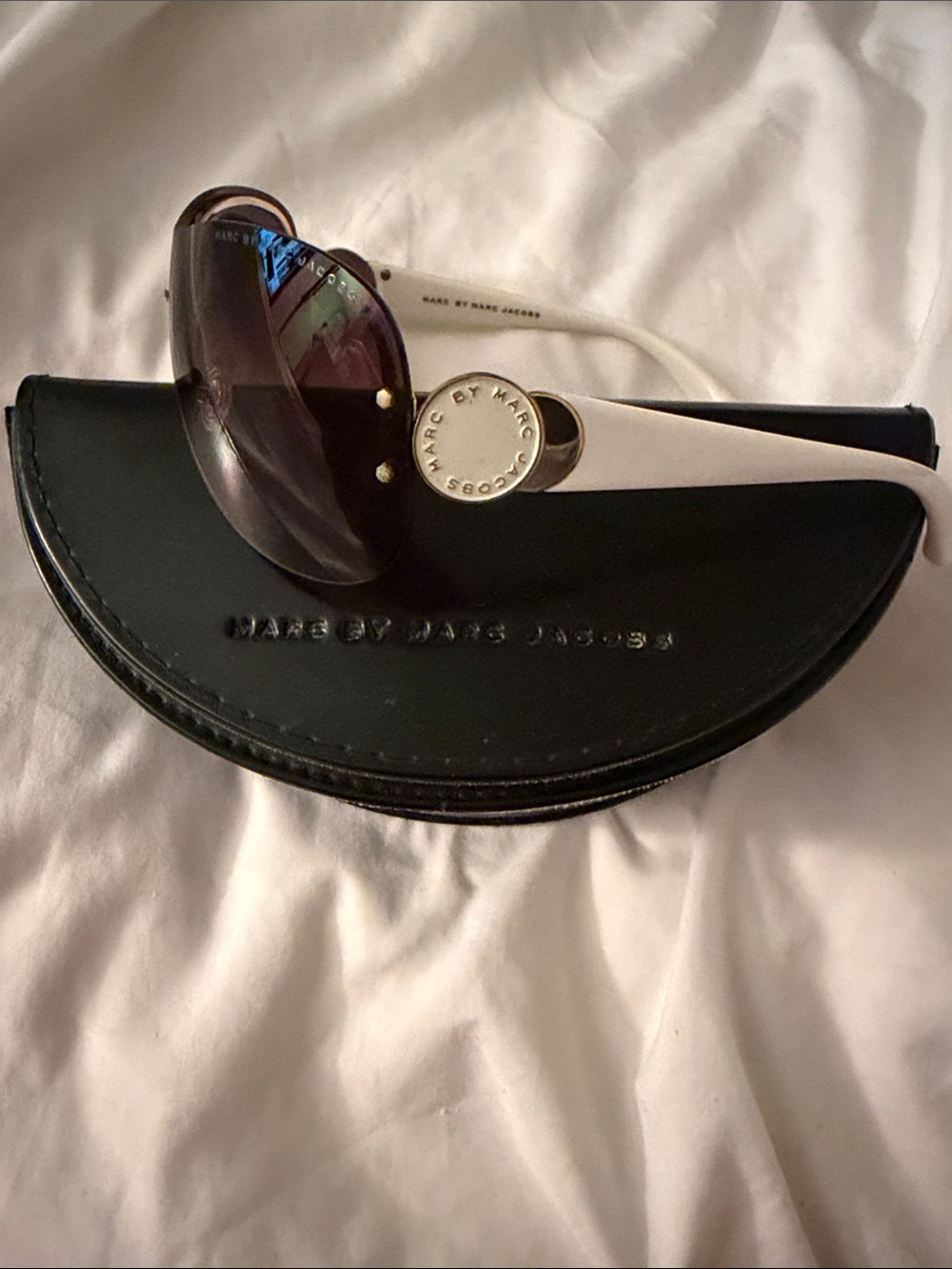 Marc by Marc Jacobs White and Black Oversized Logo Sunglasses